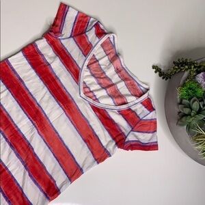 GAP Art School Women’s XS Striped V-neck T-shirt red white